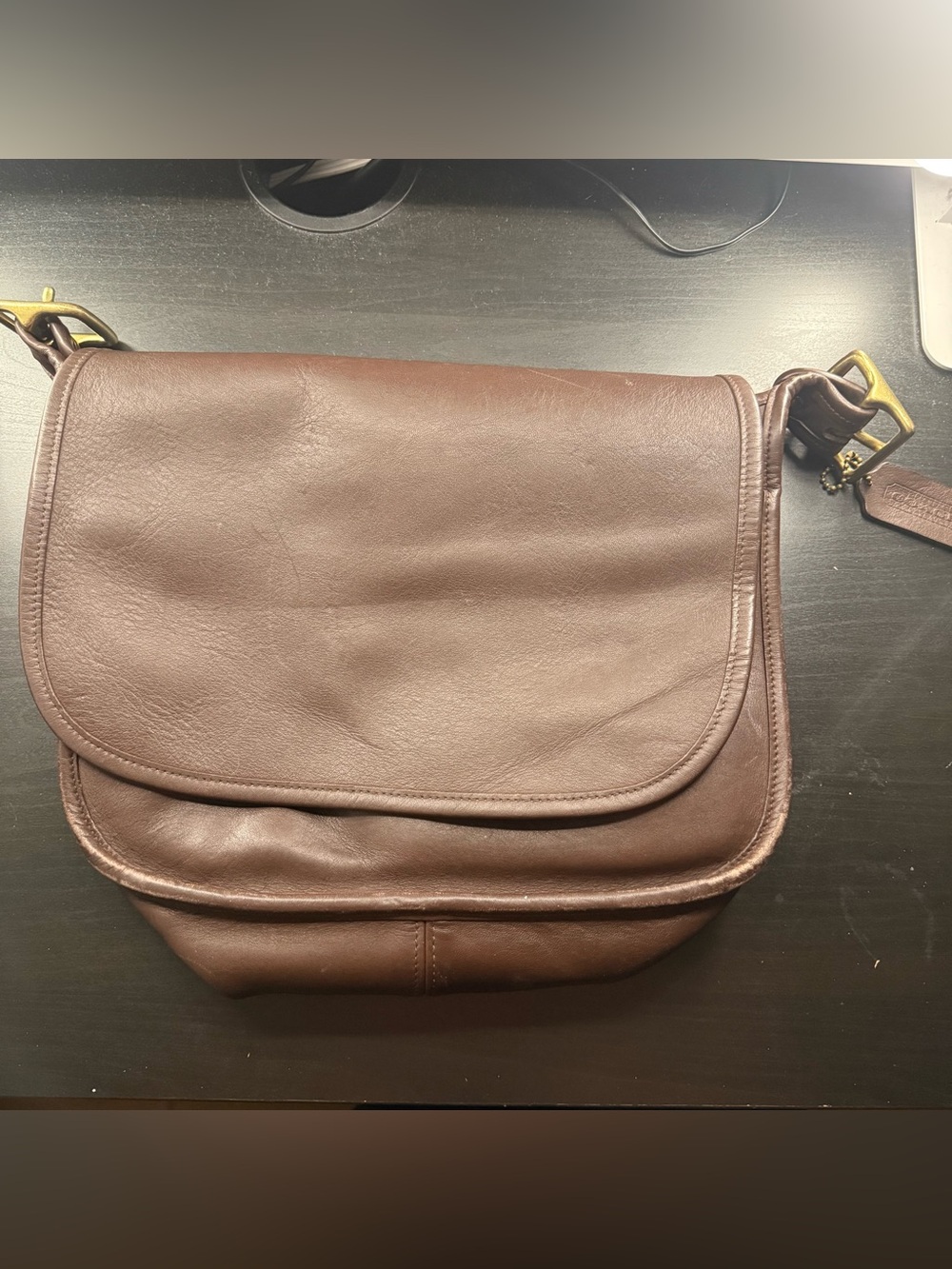 VINTAGE COACH 9951 PATRICIA'S BROWN LEATHER CROSSBODY FLAP BAG *MISSING STRAP*